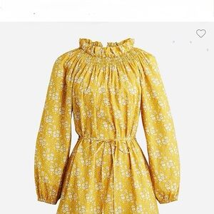 J. Crew Yellow Floral Long Sleeve Dress